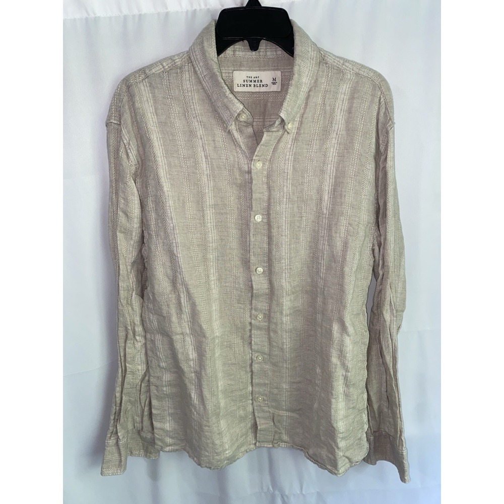Abercrombie The A&F Summer Linen Blend Beige Long Sleeved Shirt Medium